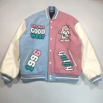 갈피 클레이 크레이지 완완대학 바시티 자켓 블루종 중형견 L