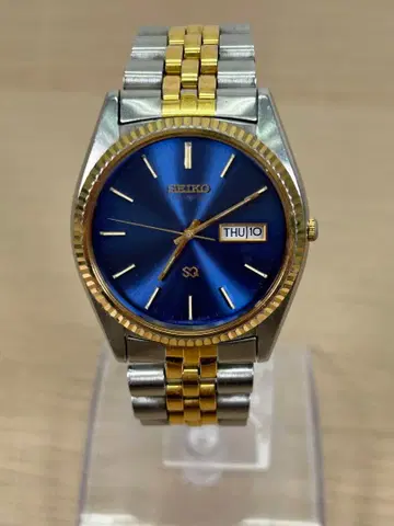 세이코 쿼츠 손목시계 골드 블루 실버 B178