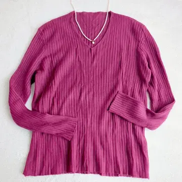 리브 니트 컬러 니트 V넥 스웨터 포인트 컬러 코디 오피스 캐주얼