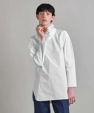 LOEFF 코튼 캐비지 칼라 풀오버 블라우스 화이트 로에프