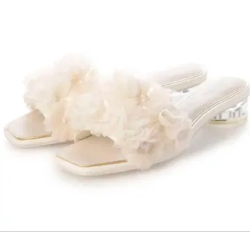 RANDA 쉬폰 플라워 클리어 힐 샌들