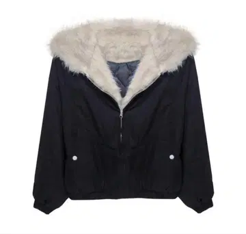 후드 부착 블랙 점퍼 블루종