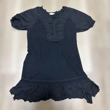 핑크하우스 블랙 튜닉 반팔 프릴