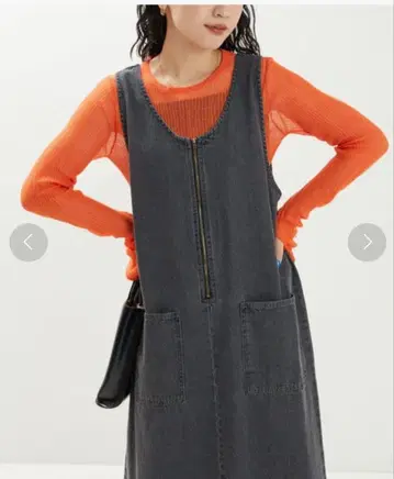 프릭스스토어 데님 오버롤 스커트 그레이