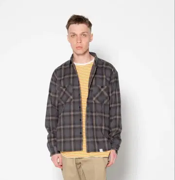 BEDWIN 옴브레 체크 셔츠 M