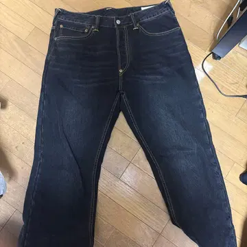 EVISU 갈매기 페인트 데님 청바지 블랙 W34 x L34 일본제