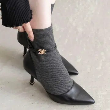 골드 부품 니트 도킹 부츠