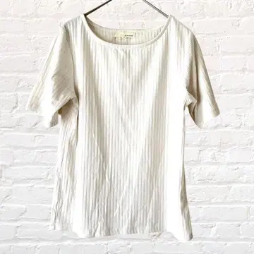 핑크 아도베 티셔츠 티셔츠 리브 크루넥 화이트