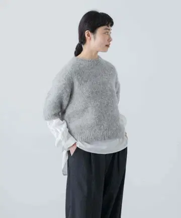 카구레 kagure 파인 알파카 하프 슬리브 니트