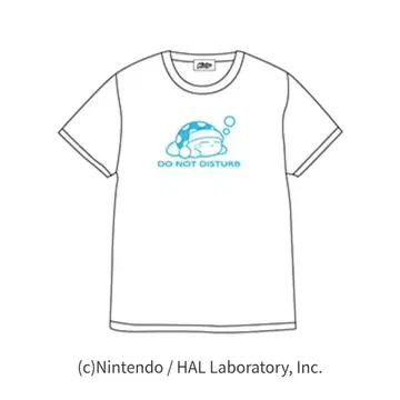 새상품 별의 커비 T셔츠 쓰리 슬립 화이트 L 플로키 프린트 스카이블루