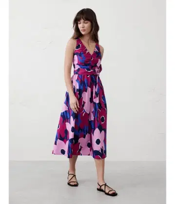 BANANA REPUBLIC 포플린 셔링 미디 원피스