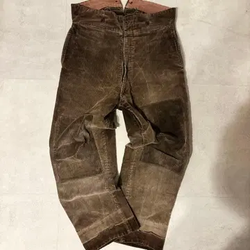 30s 40s 빈티지 프렌치 코듀로이 팬츠 굵은 폭 바늘 신치 벨트