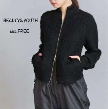 BEAUTY&YOUTH 샤기 스탠드 지퍼 가디건 FREE