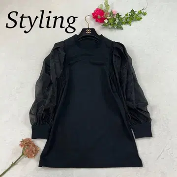 K81 F 스타일링 크루넥 시어 티셔츠 블랙 여성용