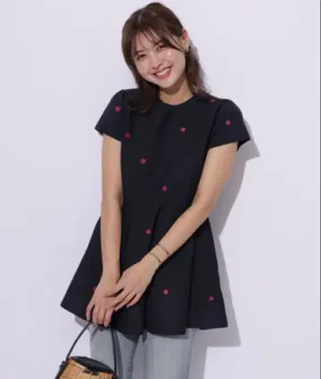 도트 니트 튜닉 네이비 M 사이즈