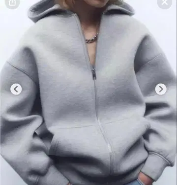 자라 ZARA 네오프렌풍? 후드티 그레이