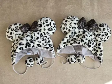 디즈니 레오파드 무늬 팬 캡 화이트 블랙 2개 세트