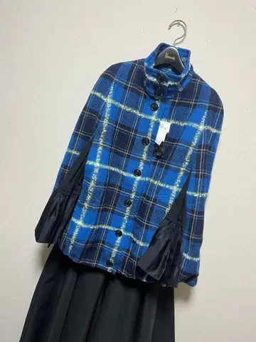 택 포함 새상품 YORKLAND 요크랜드 체크 판초 케이프 코트