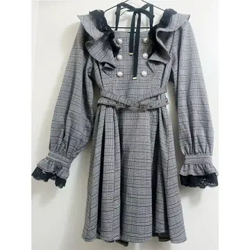 체크 무늬 프릴 미니 원피스