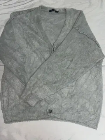 샤기 니트 가디건 그레이