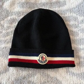 MONCLER 네이비 니트 모자 스트라이프
