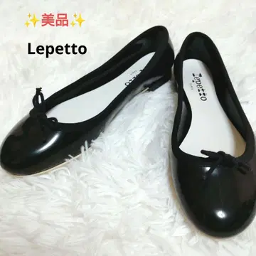 컨디션 최상 Lepetto 샌드 리옹 에나멜 패턴트 레더 블랙