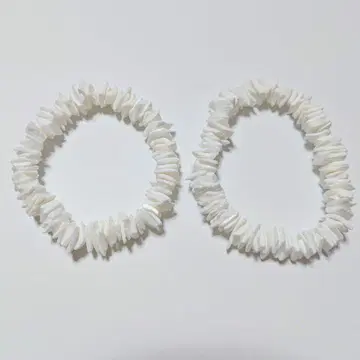 화이트 쉘 하와이안 팔찌 2개 세트 여성용