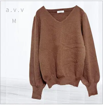 아베베 브라운 V넥 긴팔 니트 스웨터 M 캐주얼