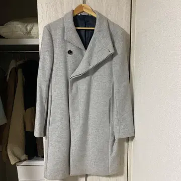 ZARA 그레이 더블 브레스트 체스터 코트