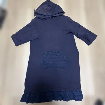 핑크하우스 후드 부착 네이비 후드티 원피스