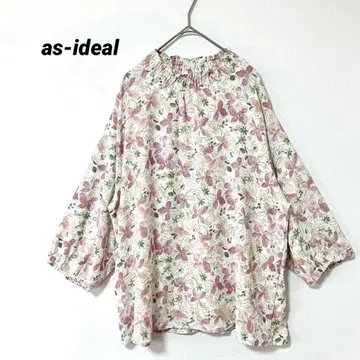 [ as-ideal ] 꽃무늬 컬러 셔츠 긴팔 튜닉 꽃무늬 루즈핏 4L
