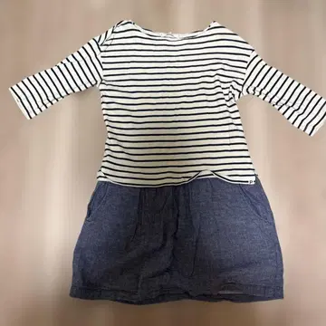 Ph Blue 스트라이프 7부 소매 원피스