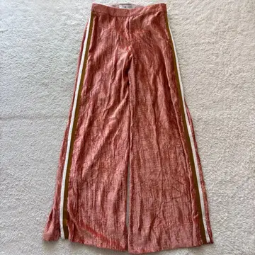 IRENE 벨벳 라인 팬츠 와이드 팬츠 핑크