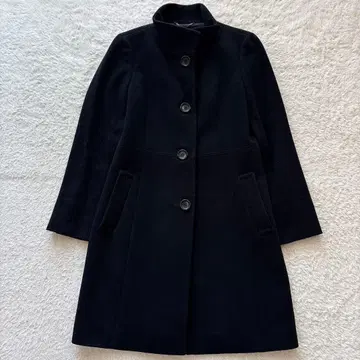 23구 스탠드 카라 코트 블랙 38 캐시미어 혼방
