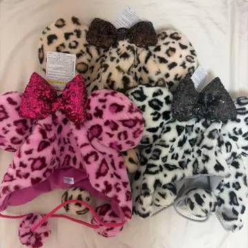 새상품 미니 팬캡 레오파드 무늬 3종 세트 복슬복슬 디즈니