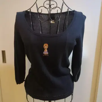 ANNA SUI 자수 디자인 반소매 T셔츠 네이비