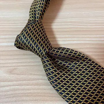 ATELIER F&B 넥타이 블랙 금 다이아몬드 패턴