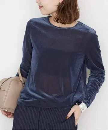 시스루 티셔츠 네이비 SLOBE IENA