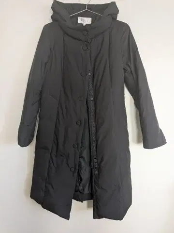 PECA 슬림 다운 롱 코트 후드 블랙 L 사이즈