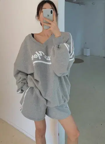 로고 상의 x 숏팬츠 맨투맨 셋업