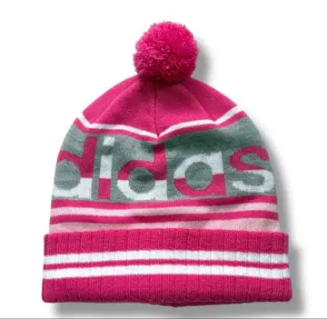 00s adidas logo knit beanie pink y2k