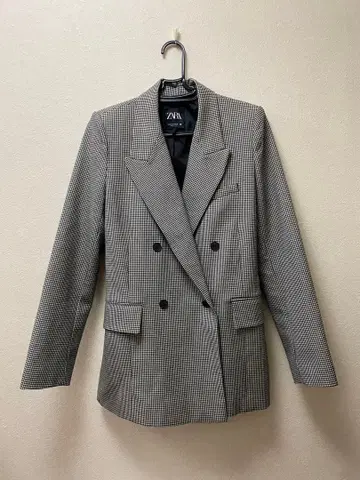 ZARA 체크 무늬 더블 브레스트 자켓 xs 사이즈