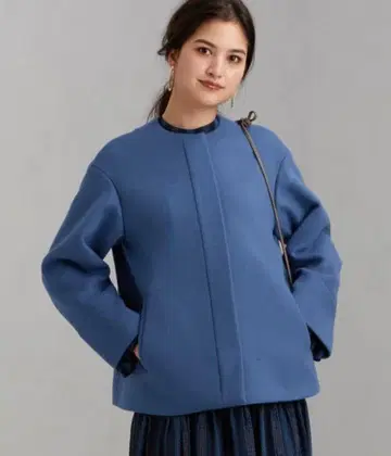 GREEN LABEL RELAXING 노카라 코트 집업 블루