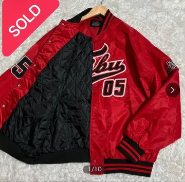 새상품급 FUBU 후부 바시티 자켓 자수 로고 나일론 빨간색 90s