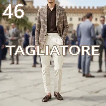 [세련된] TAGLIATORE 코튼 린넨 체크 자켓