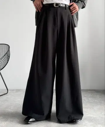 3턱 슈퍼 와이드 슬랙스, 슬랙스, 블랙