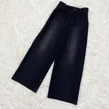 GIANNI LO GIUDICE S 속기모 와이드 팬츠 데님풍 블랙