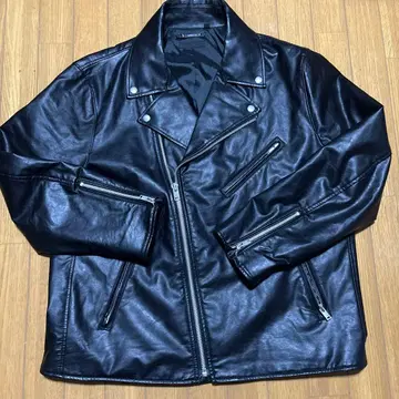 블랙 더블 라이더 자켓 PU 가죽 빅 사이즈