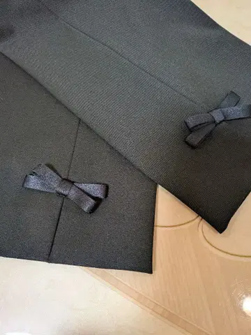 투 비 시크 스트레치 팬츠 38 밑단 리본 블랙