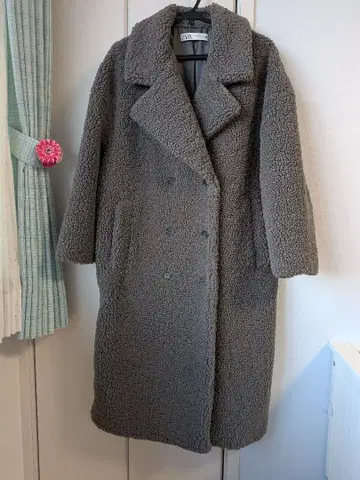 ZARA 보아 더블 브레스트 롱 코트 그레이